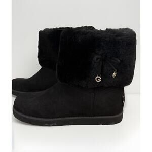 NEW GBG Los Angeles Faux Fur Winter Ankle Boots 10 Black Cozy Slip On Boots